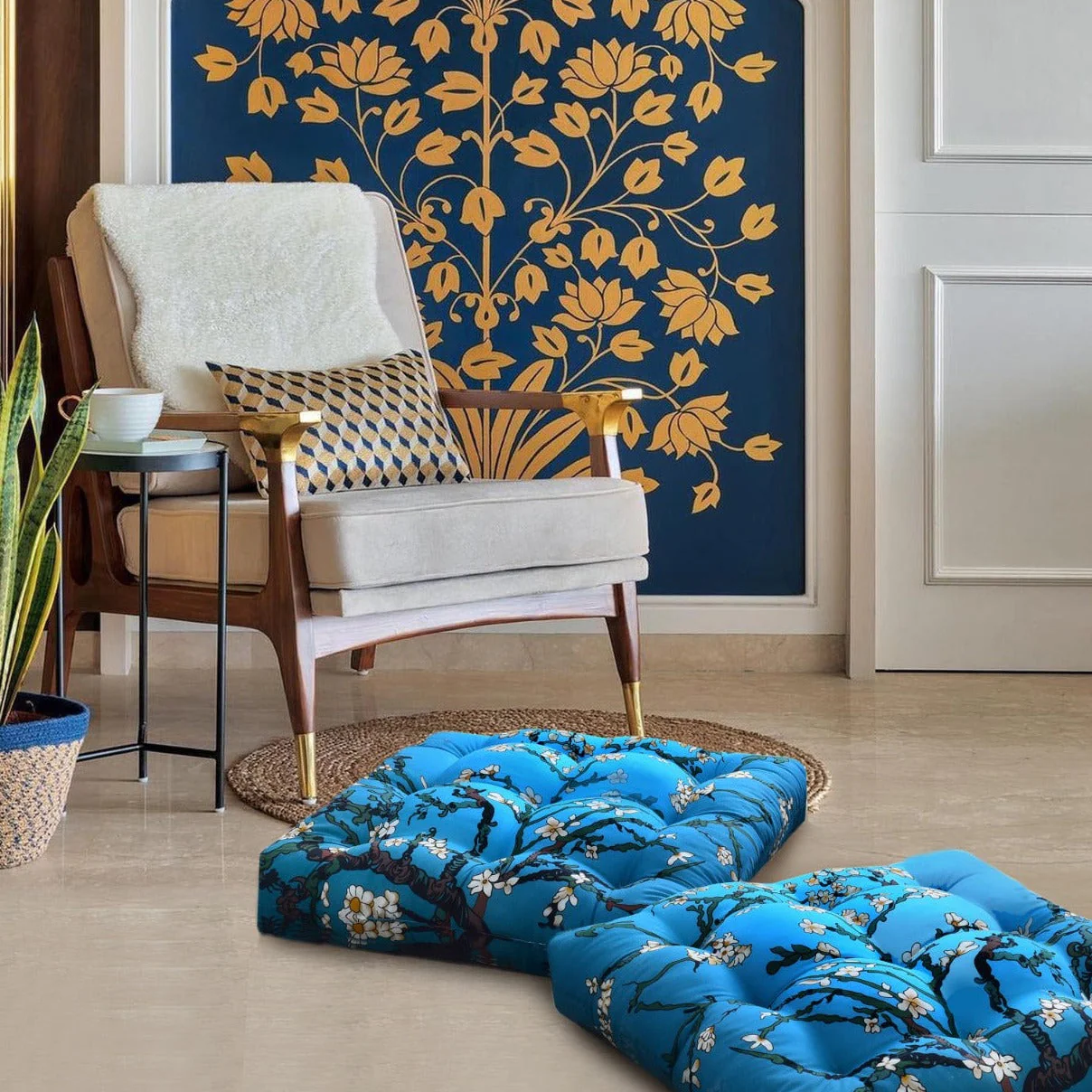 Digital Printed Square Floor Cushions- Roots - Image 3