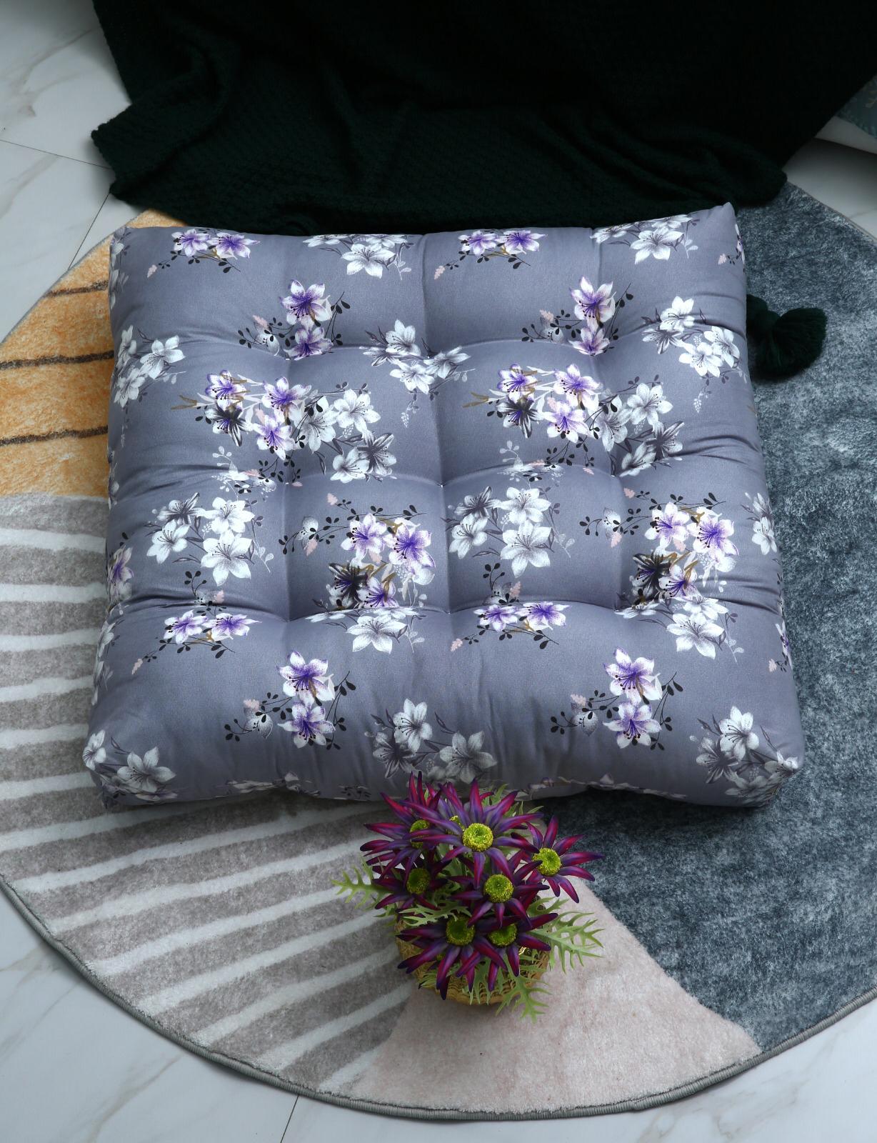Digital Printed Square Floor Cushions-White Rose - Image 8