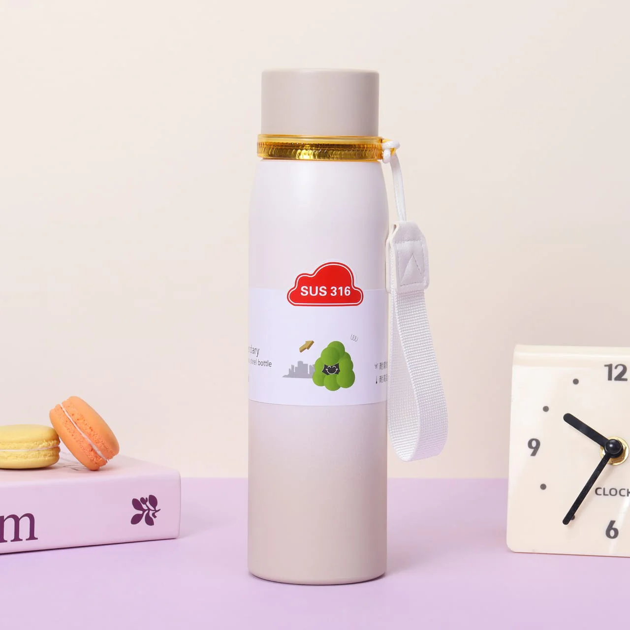 Double-Wall Stainless Steel Insulated Water Bottle(SA2408-219)Beige