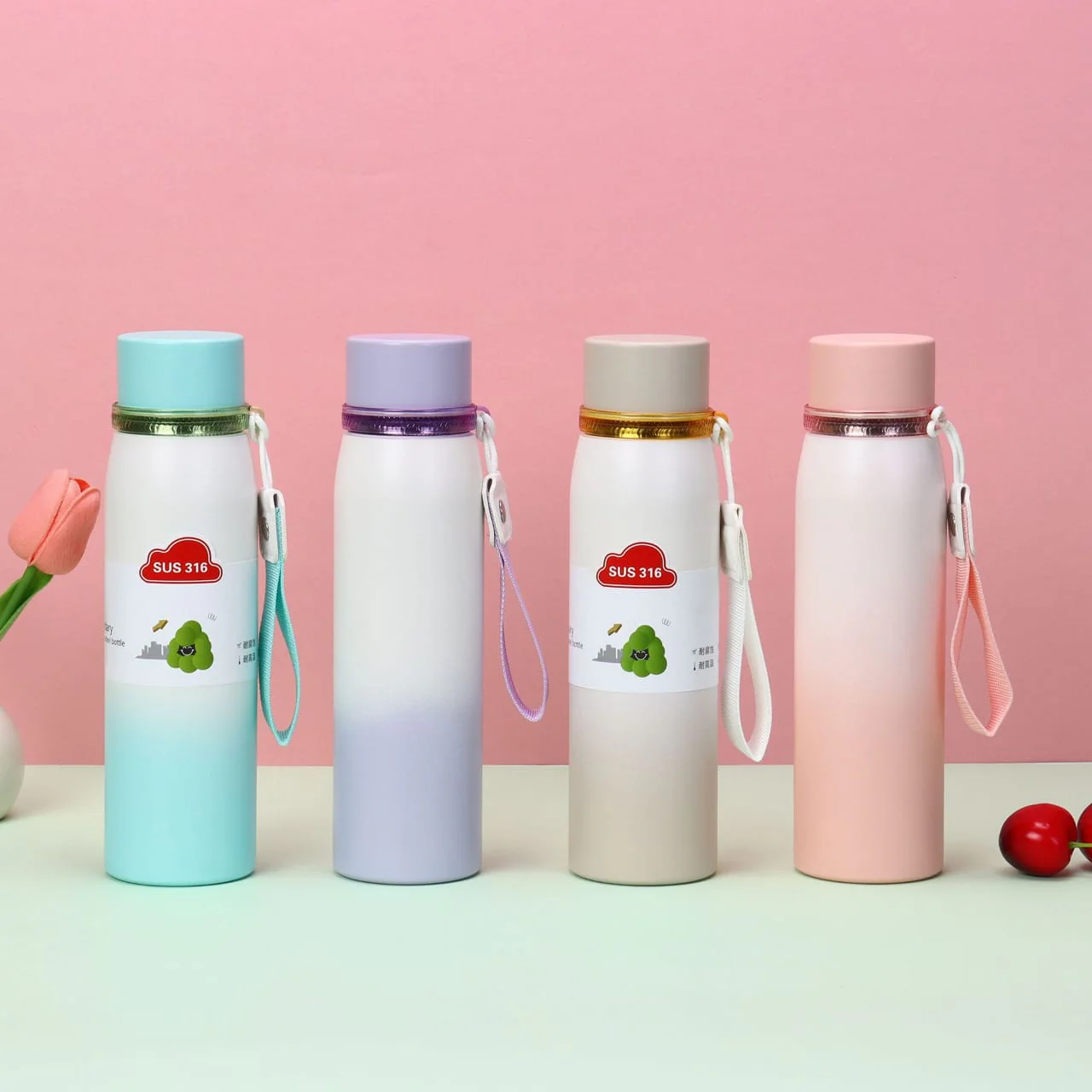 Double-Wall Stainless Steel Insulated Water Bottle(SA2408-219)Beige - Image 2