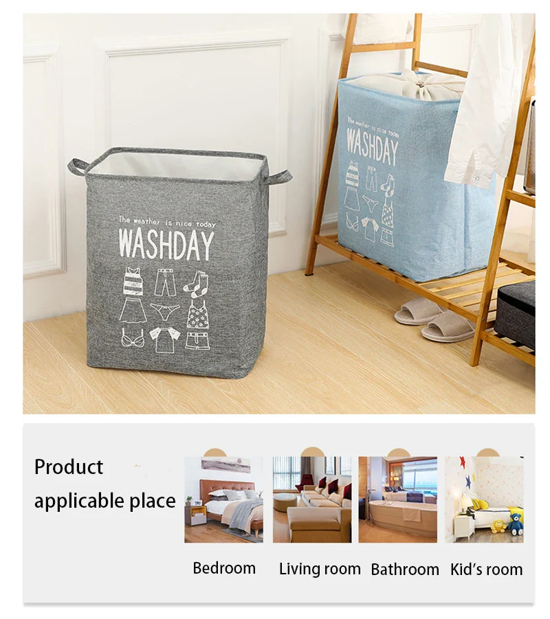Eva Collapsible Laundry Basket Wash Day-Sky blue - Image 10
