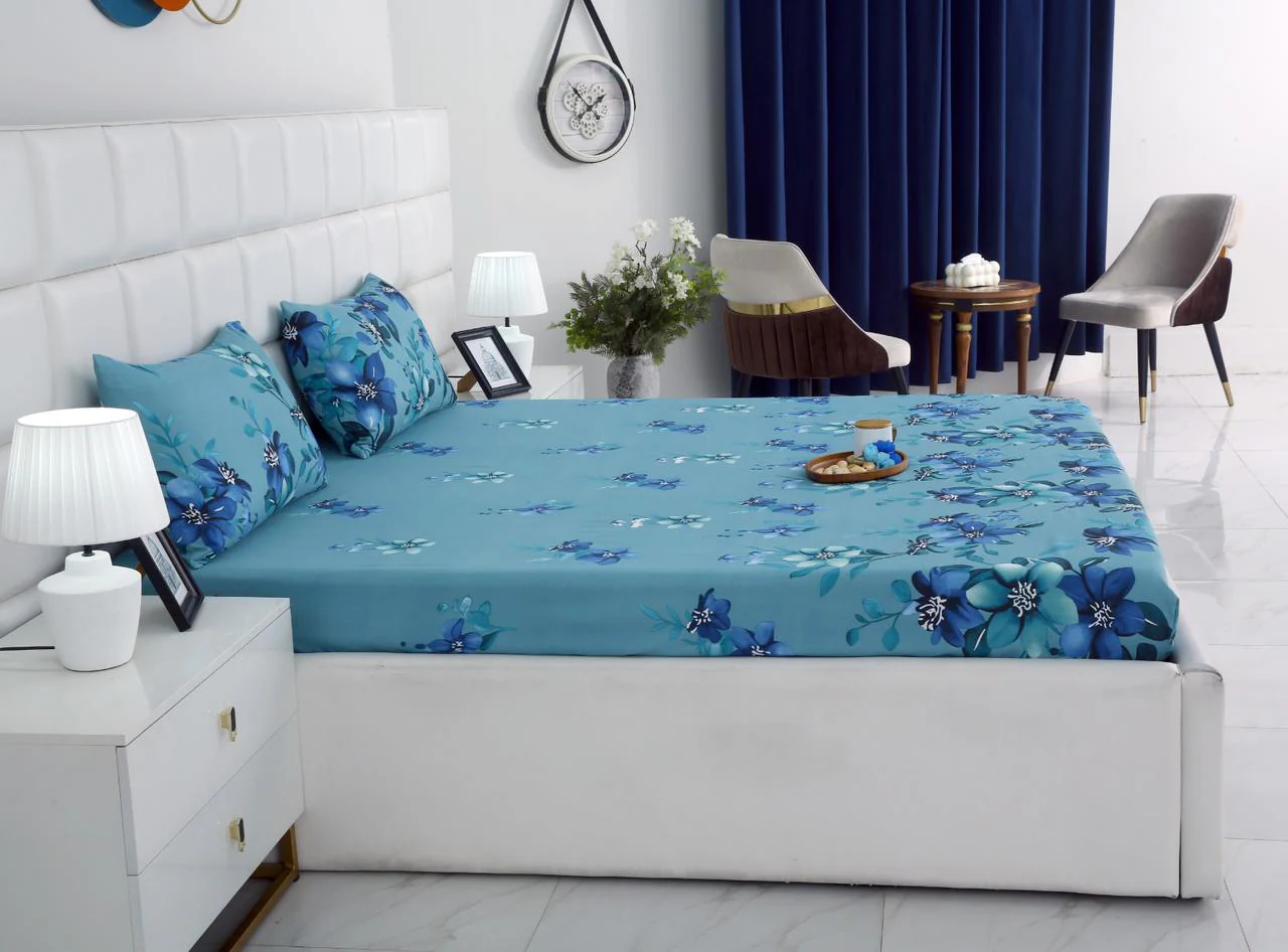 Fitted Bed Sheet-Azure Bloom - Image 6