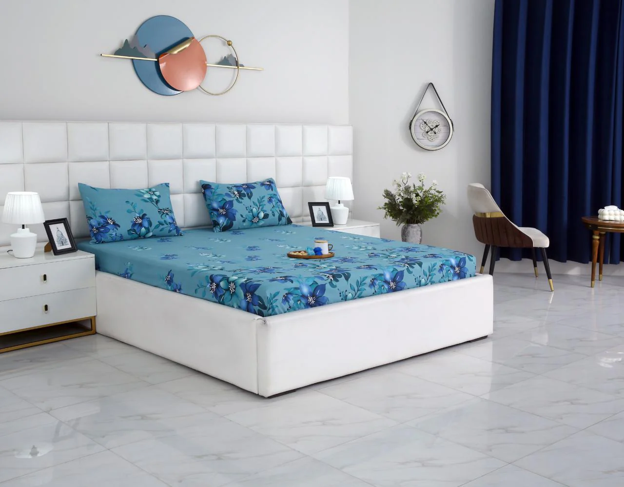 Fitted Bed Sheet-Azure Bloom - Image 8