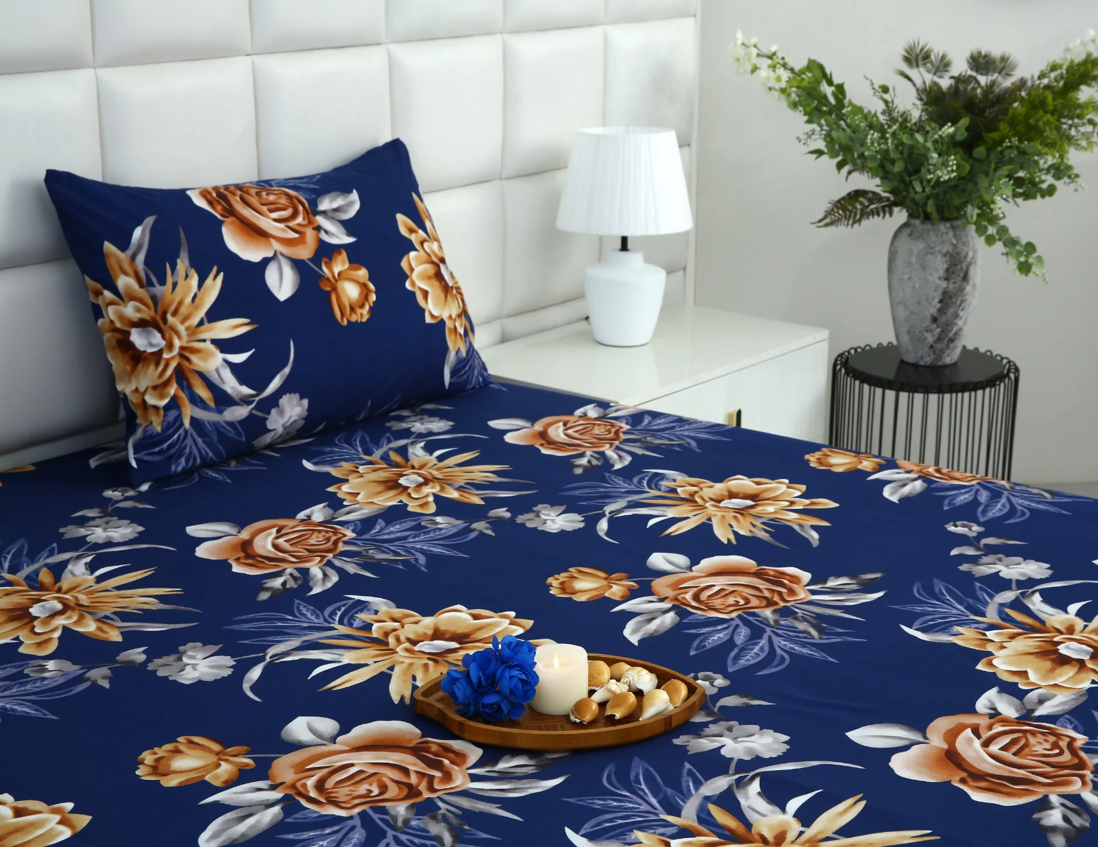 Fitted Bed Sheet-Ethnic Flowers - Image 8