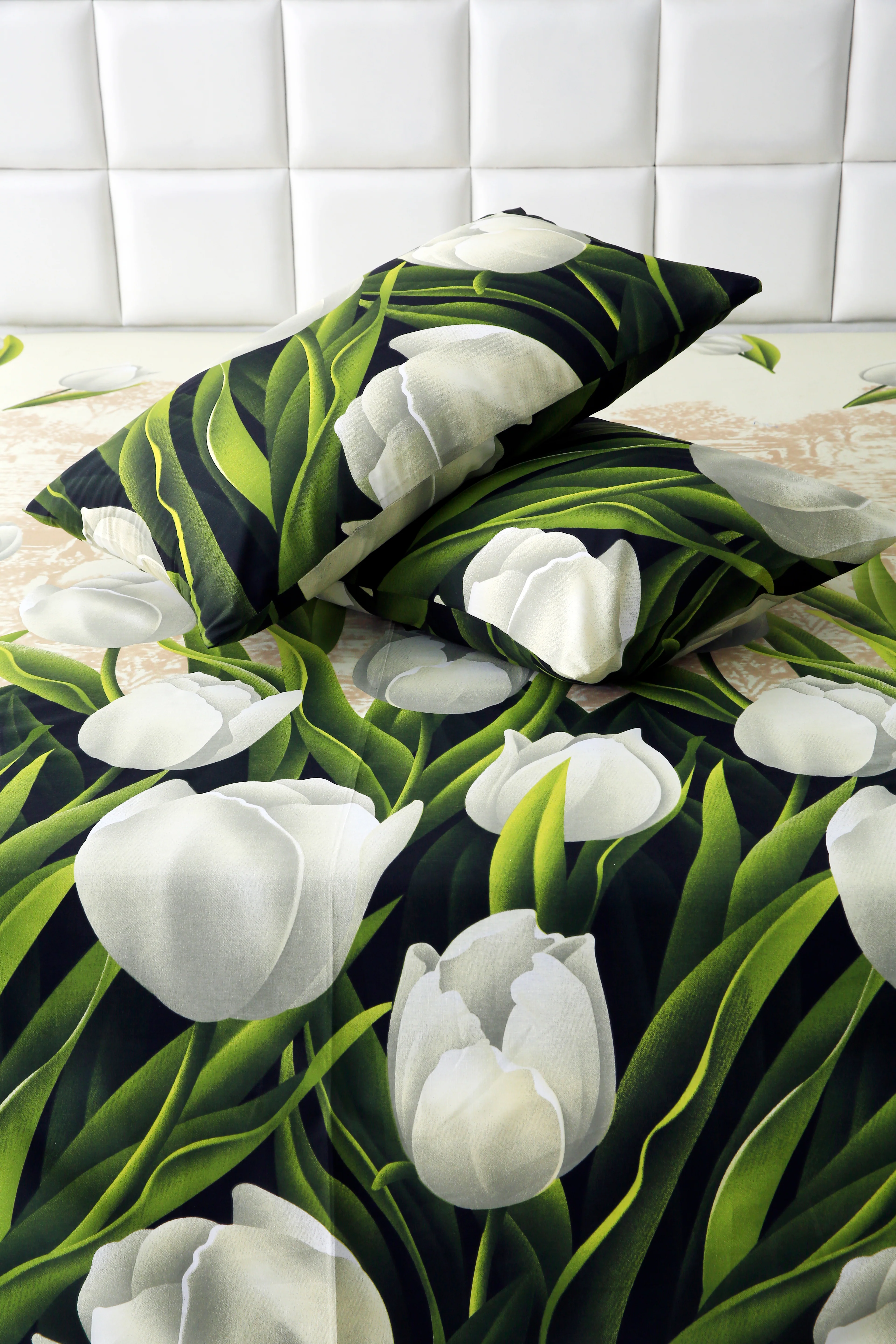 Fitted Bed Sheet-Green Tulip - Image 2