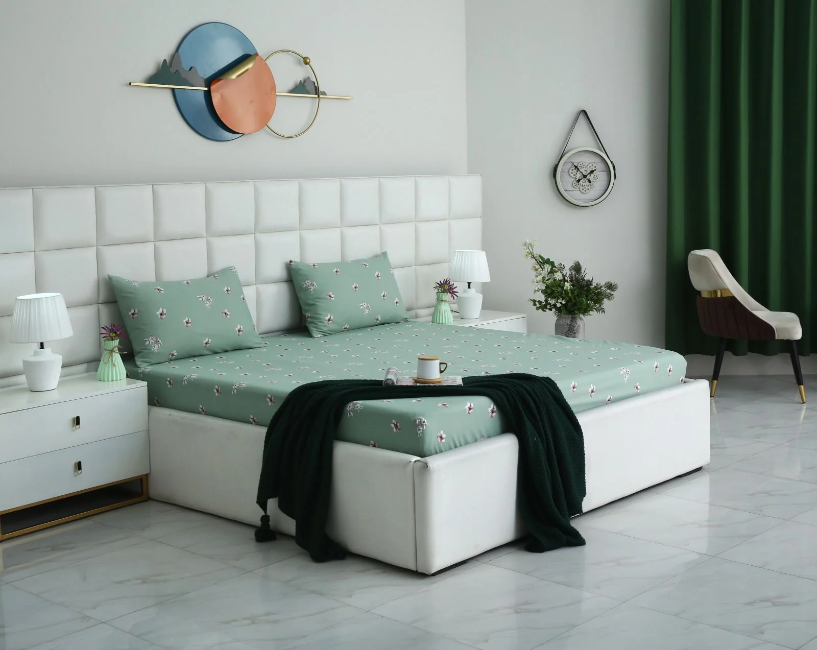 Fitted Bed Sheet-Mint Jazmin - Image 6