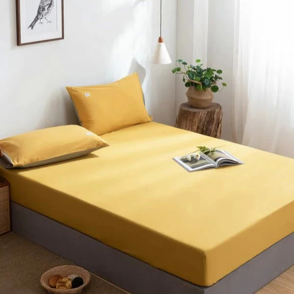 Fitted Bed Sheet-Dyed Mustard - Image 2
