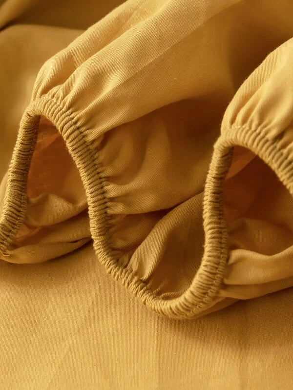 Fitted Bed Sheet-Dyed Mustard - Image 3