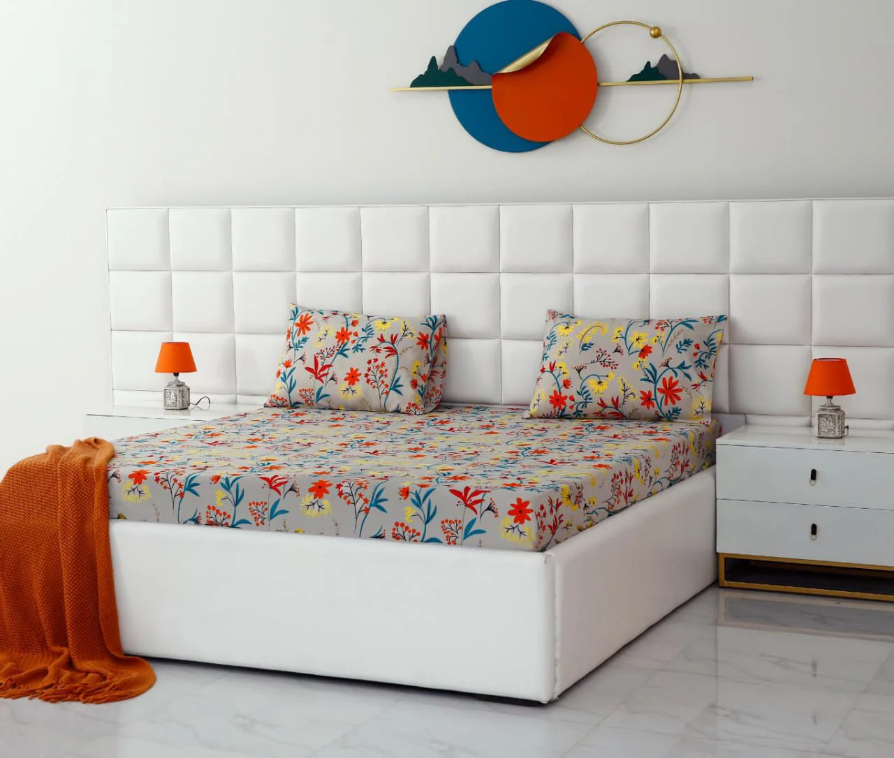 Fitted Bed Sheet-Orange Lilly - Image 3