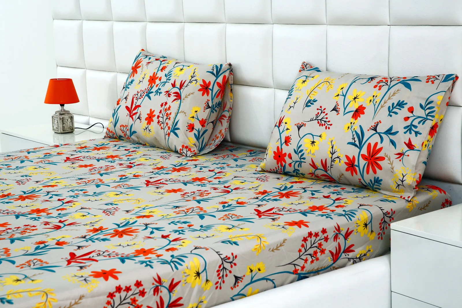 Fitted Bed Sheet-Orange Lilly - Image 4