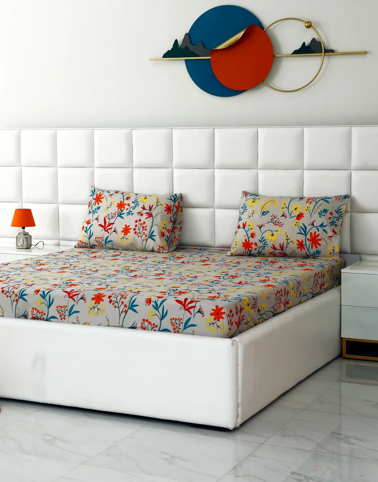 Fitted Bed Sheet-Orange Lilly - Image 5