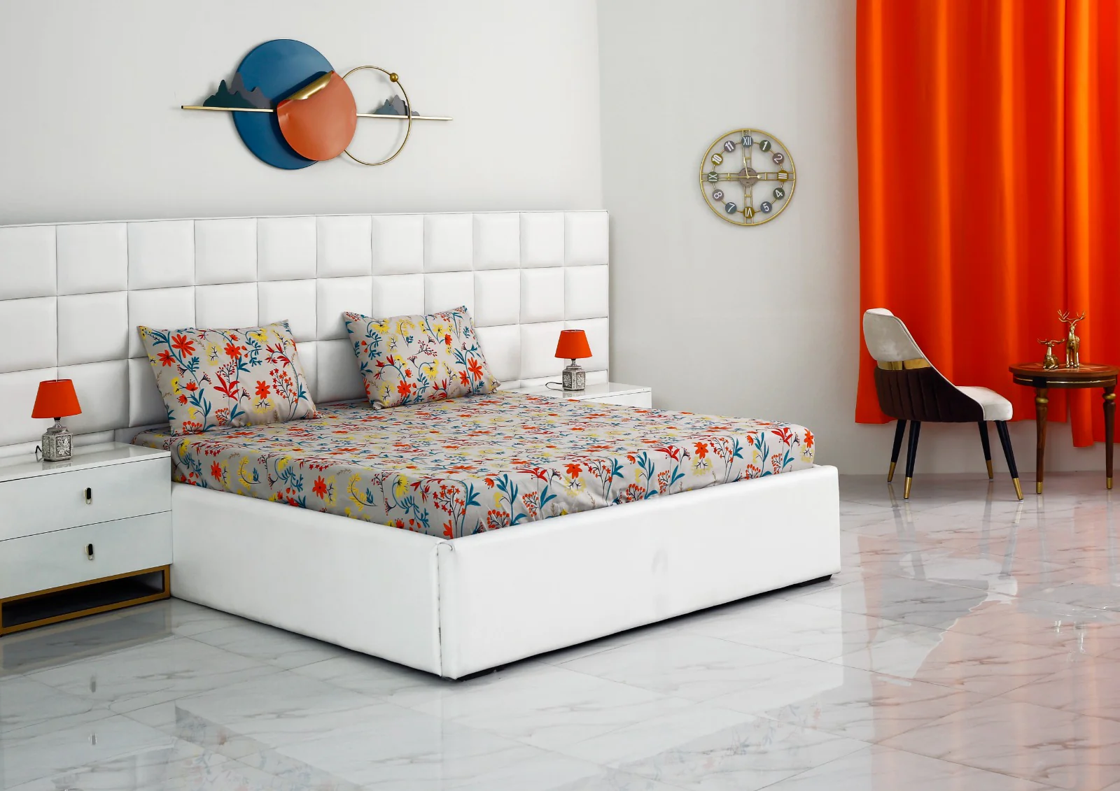 Fitted Bed Sheet-Orange Lilly - Image 8
