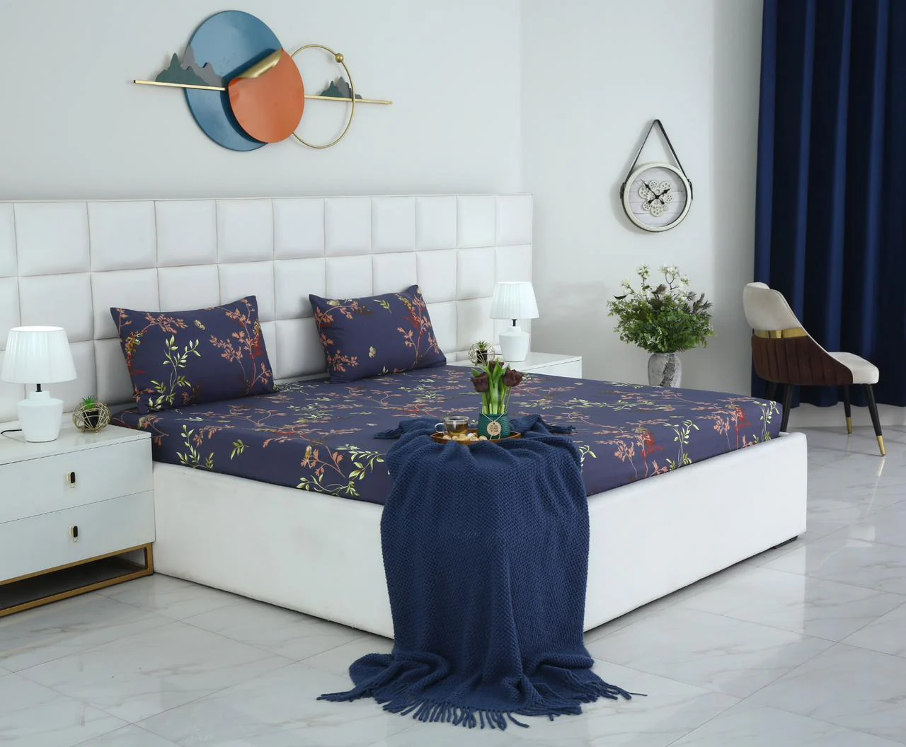 Fitted Bed Sheet-Retro Leaf - Image 6