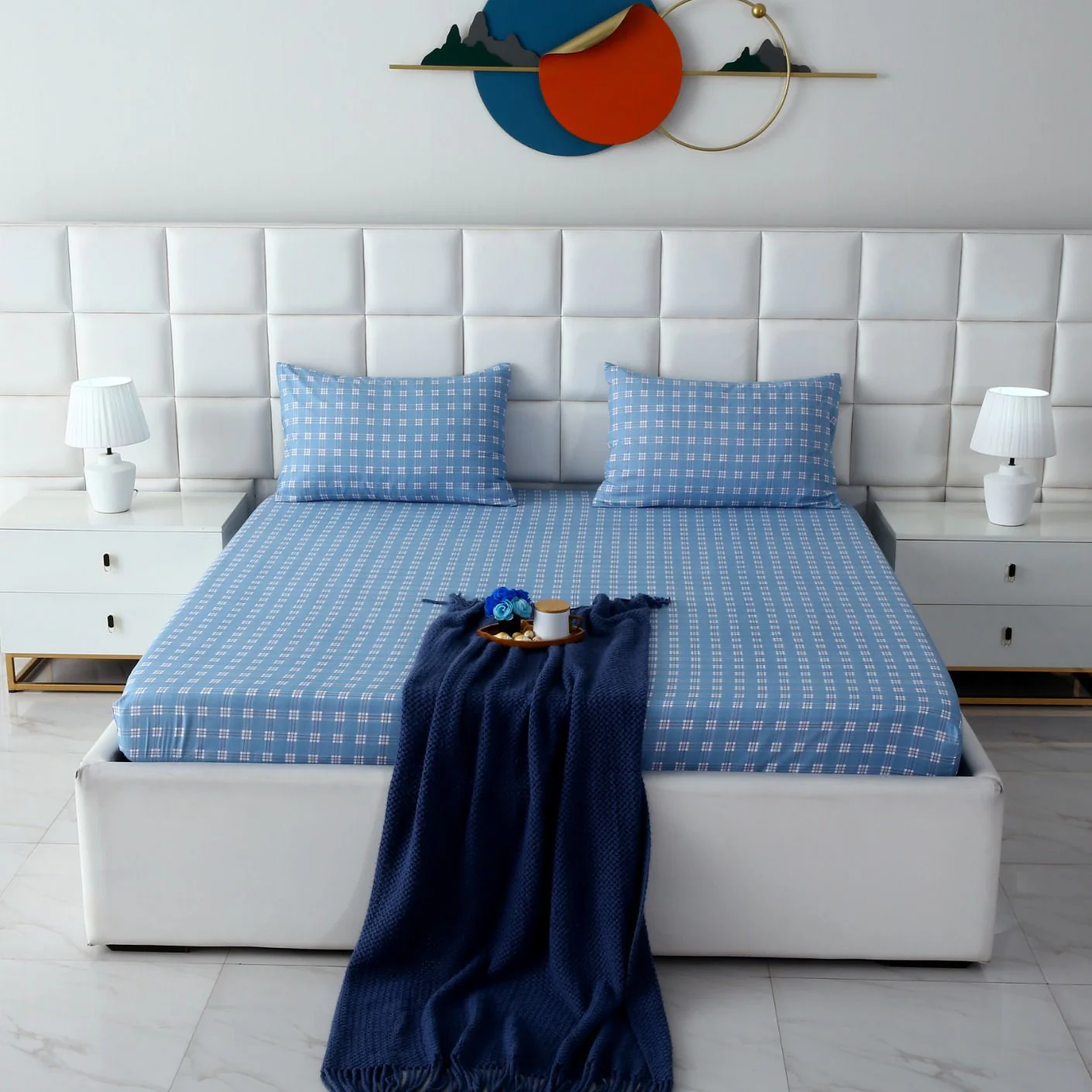 Fitted Bed Sheet-Waterfall Geometric