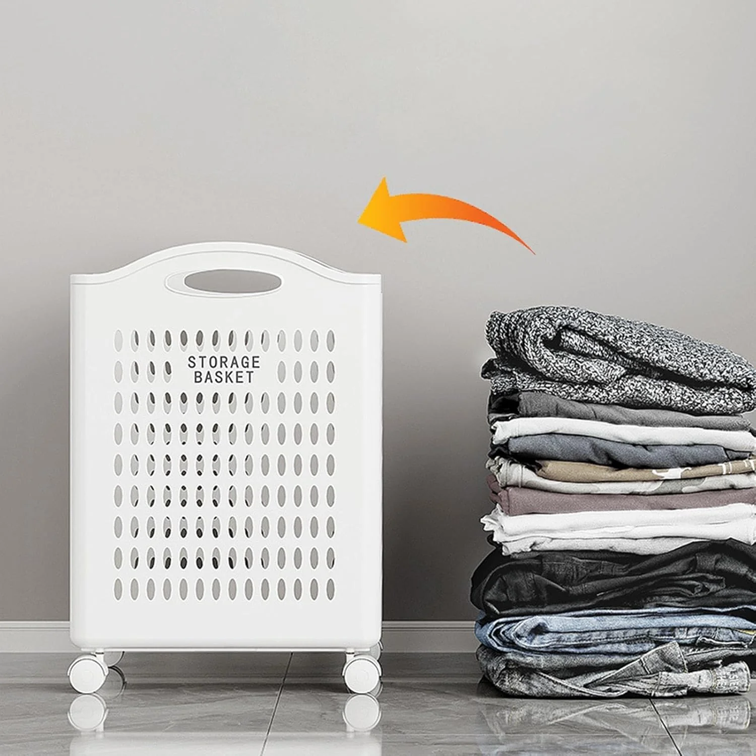 Folded Laundry Basket with Wheel-SA2408-107 - Image 5
