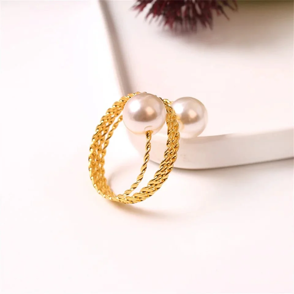 Gold Color Napkin Holder Rings-Spring Pearls - Image 3