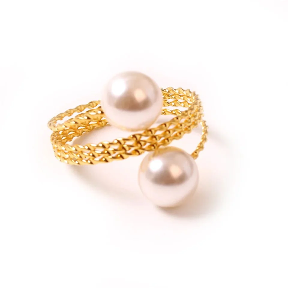 Gold Color Napkin Holder Rings-Spring Pearls - Image 4