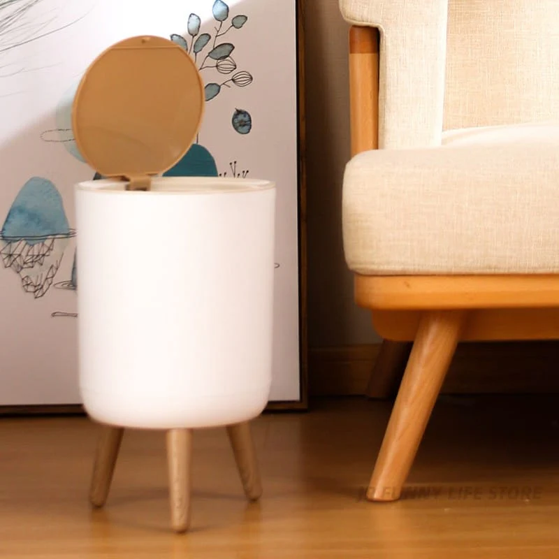 Indoor trash Bin With Wooden Feets-SA2408-108 - Image 3