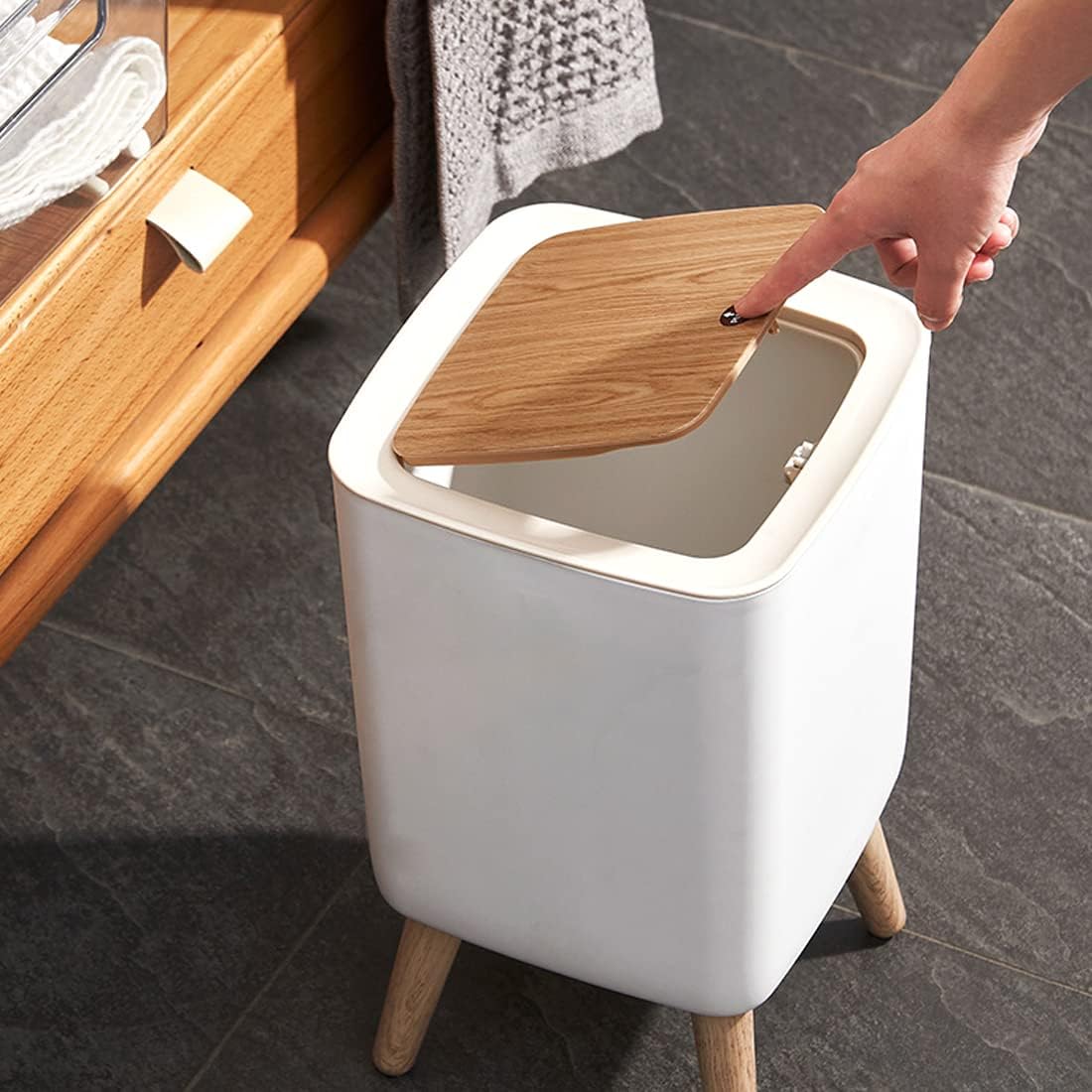 Indoor trash Bin With Wooden Feets-SA2408-110 - Image 4