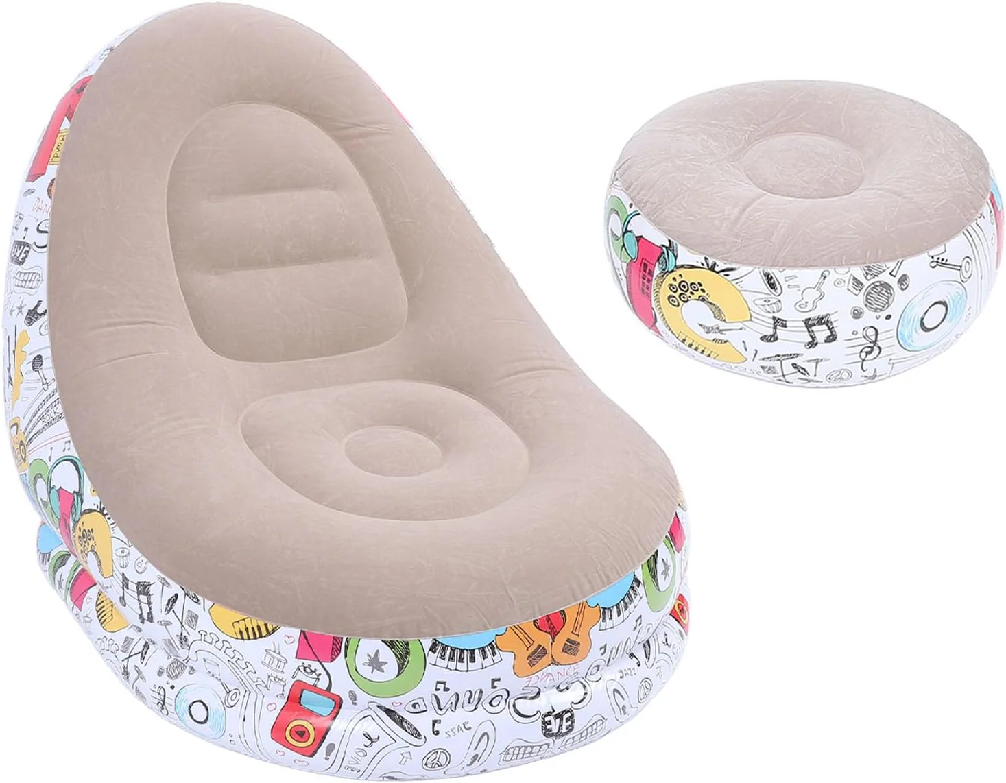 Inflatable Graffiti Sofa with Foot Stool(SA2510-031)BEIGE - Image 6