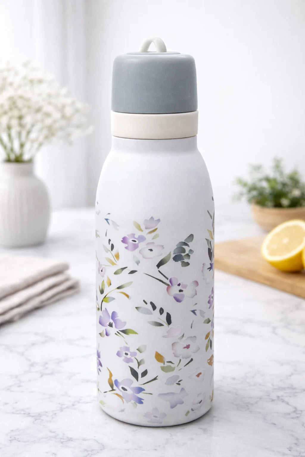 Insulated Stainless Steel Water Bottle (SA2510-150)Tropical Floral White