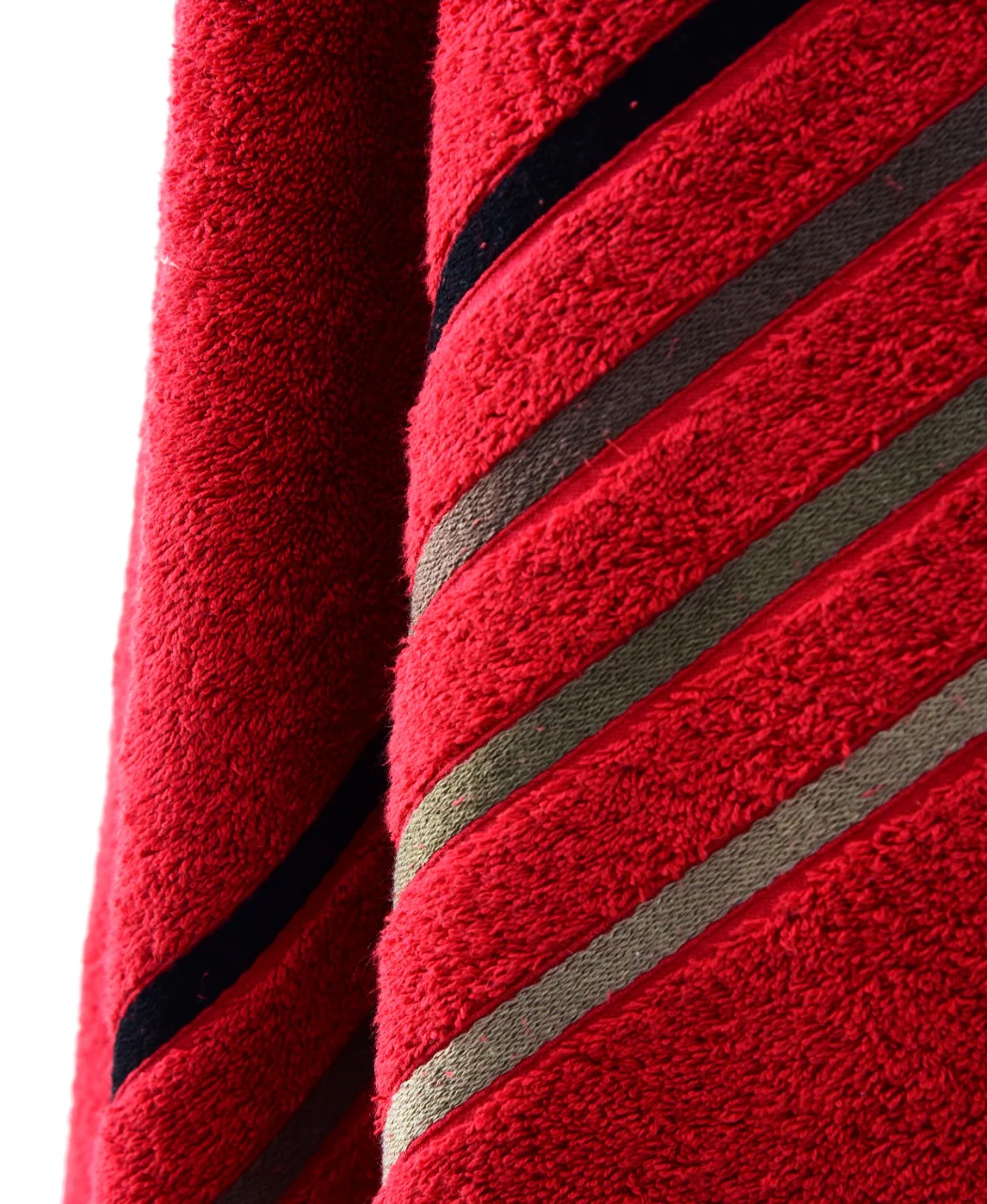 Cotton Towel With Jacquard Stripe(1896)  - Burgundy - Image 3