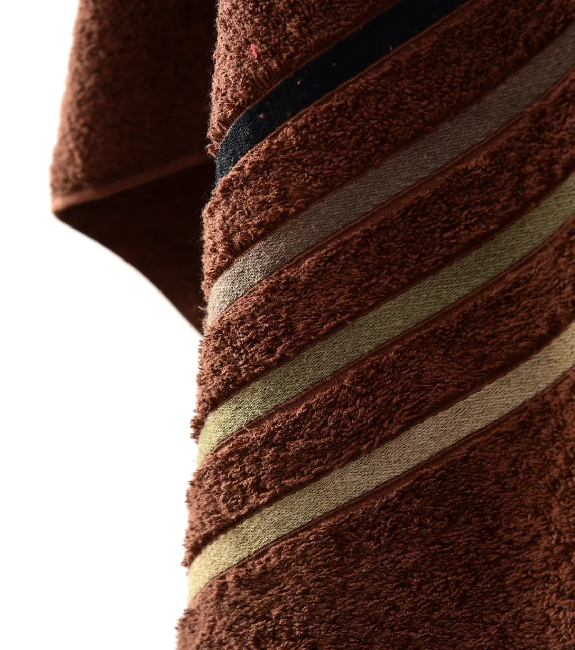 Cotton Towel With Jacquard Stripe (1898) - Brown - Image 3