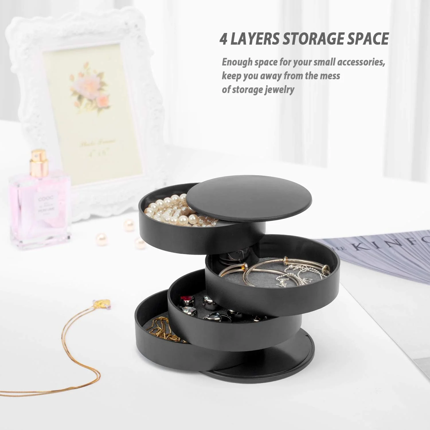 Jewelry Organizer With Mirror-SA2408-191(Black) - Image 7