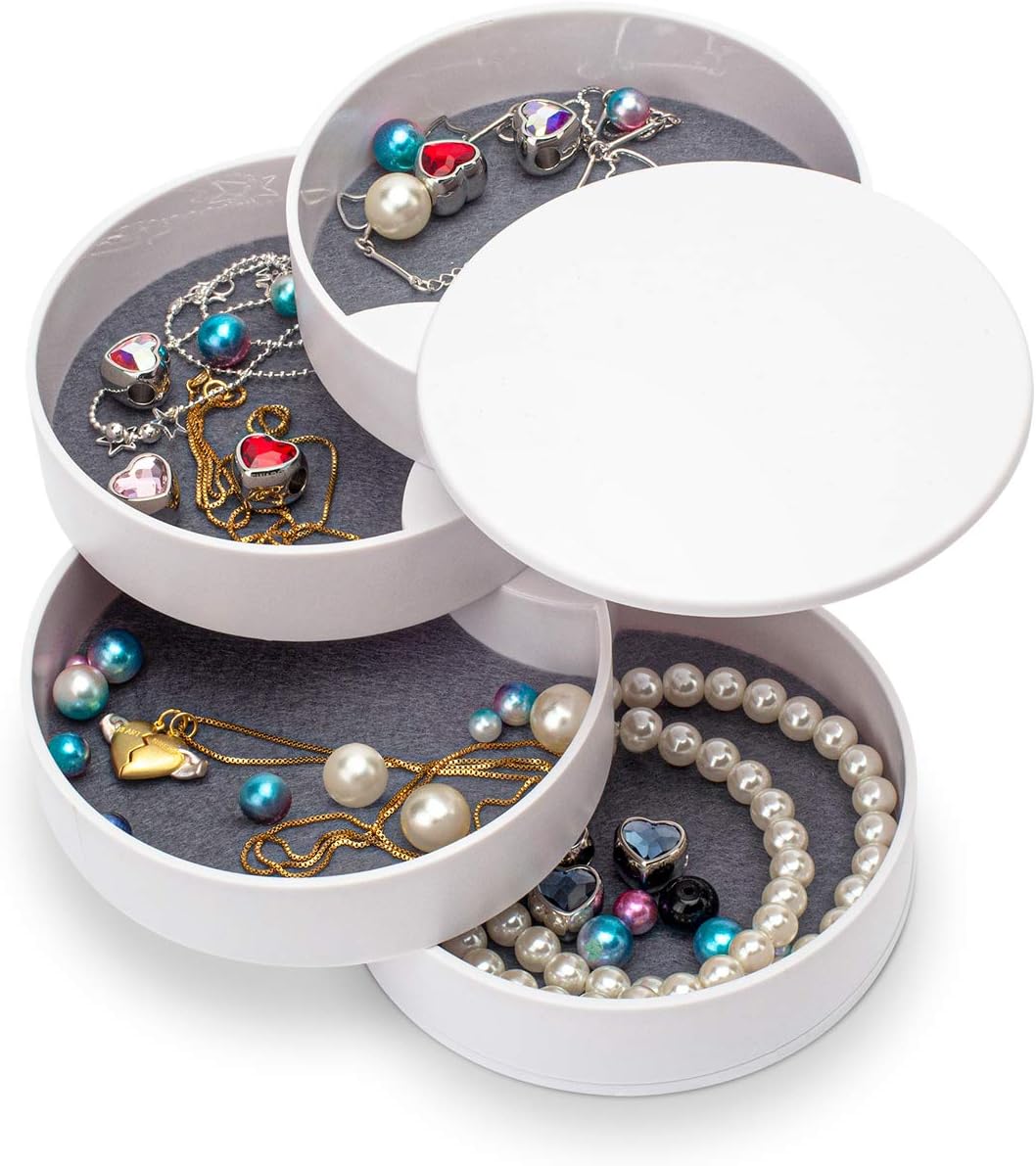 360° Rotatable Jewelry Organizer With Mirror-SA2408-191(White) - Image 2