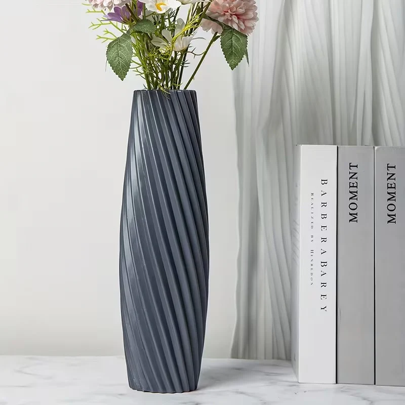 Large Nordic Plastic Flower Vase (SA2510-099)Grey - Image 2