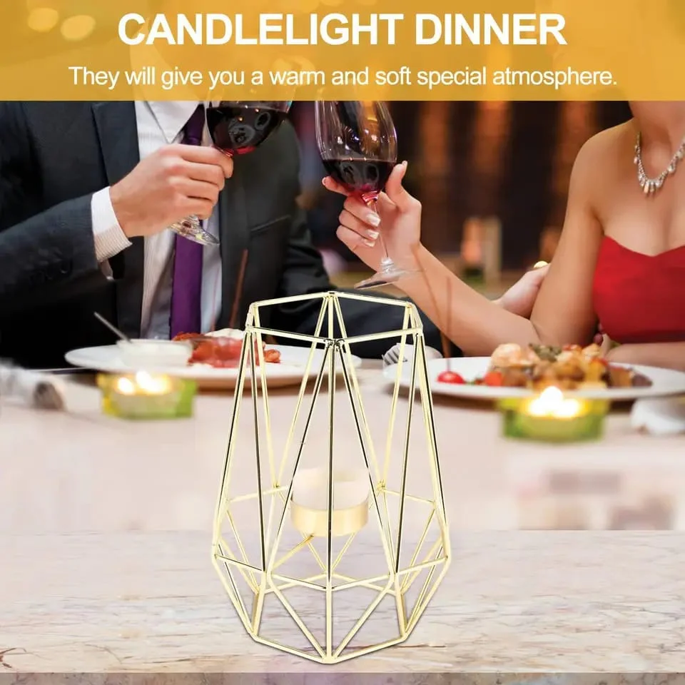 Hexagon Shaped Metal Candle Stand-(14306)Golden(SA2405-17) - Image 10