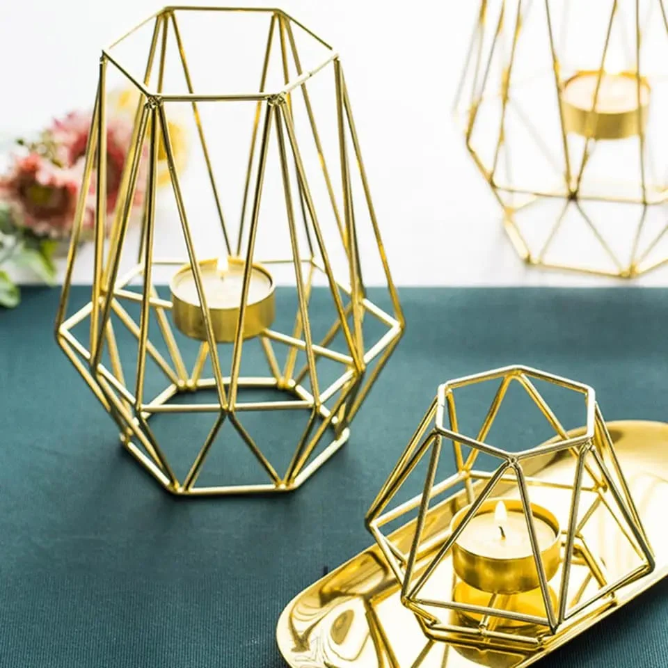 Hexagon Shaped Metal Candle Stand-(14306)Golden(SA2405-17) - Image 15