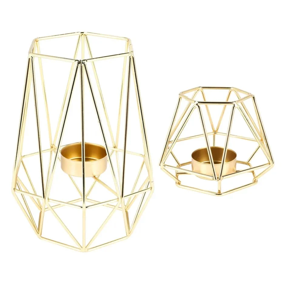 Hexagon Shaped Metal Candle Stand-(14306)Golden(SA2405-17) - Image 8