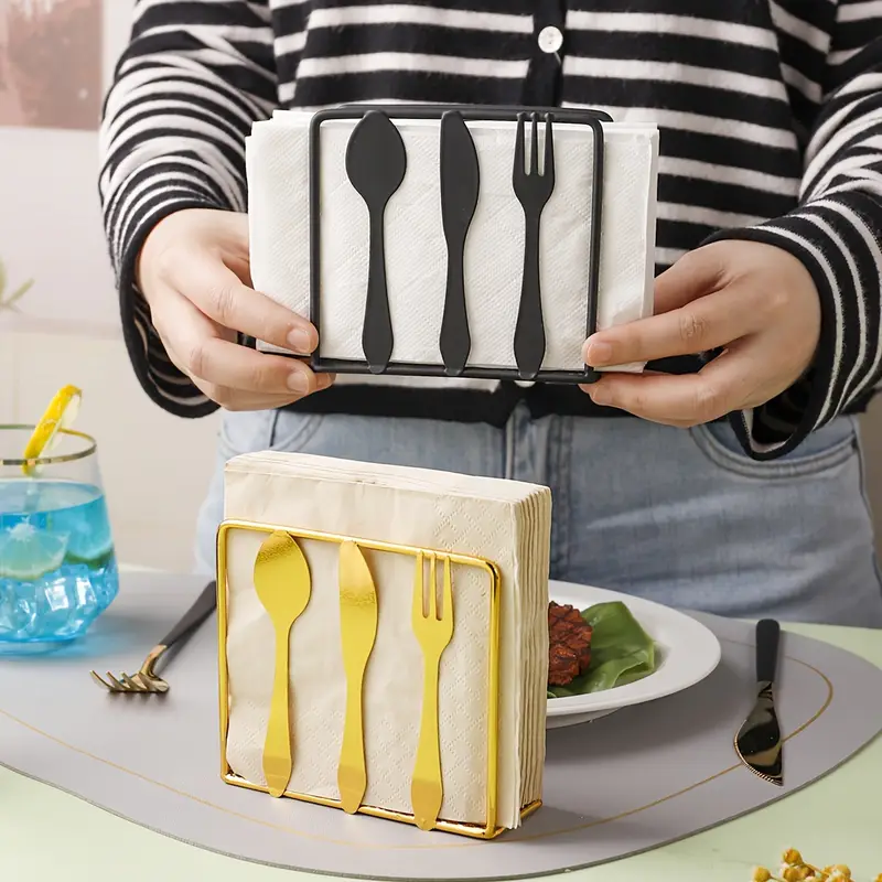 Metallic Napkins & Tissue Holder-Fork & Knife (SA2408-136) - Image 4