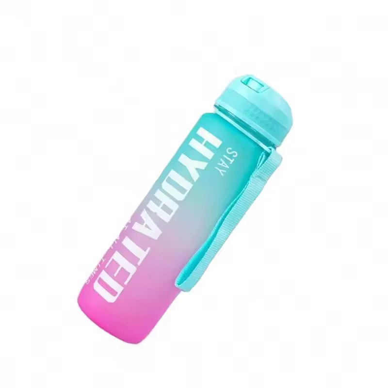 Motivational Water Bottle with Time Marker BPA 5604 Free-Aqua - Image 2