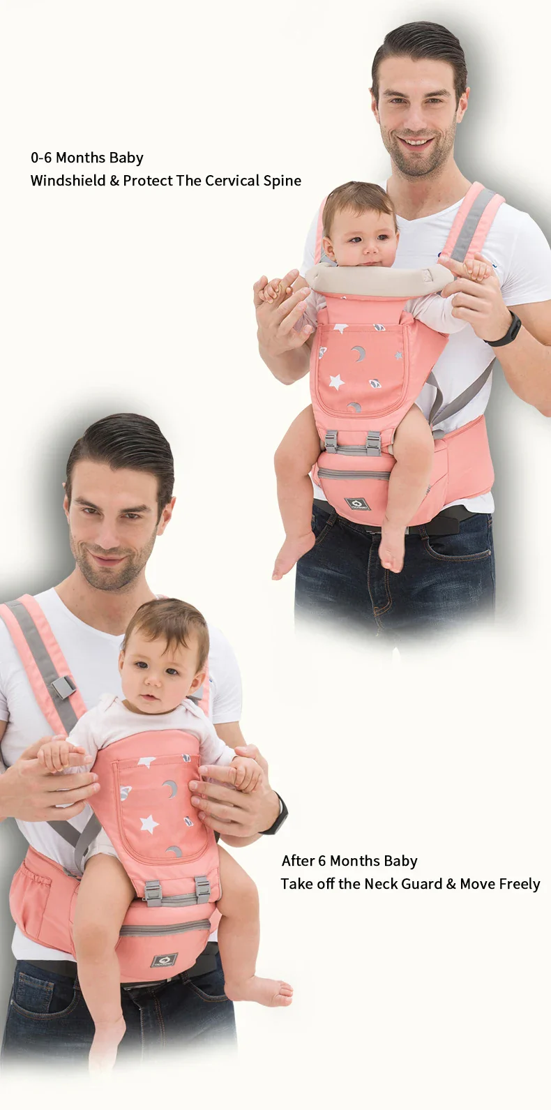 Multifunctional Baby Carrier for Newborn to Toddlers-SA2408-181(PINK) - Image 5