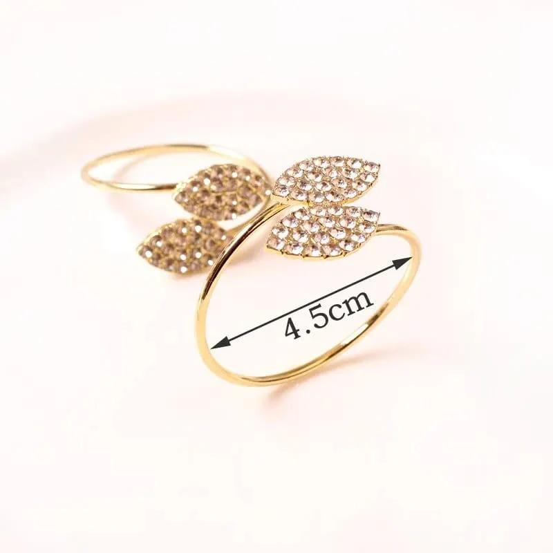 Napkin Holder Rings-Golden Dual Leaf - Image 3