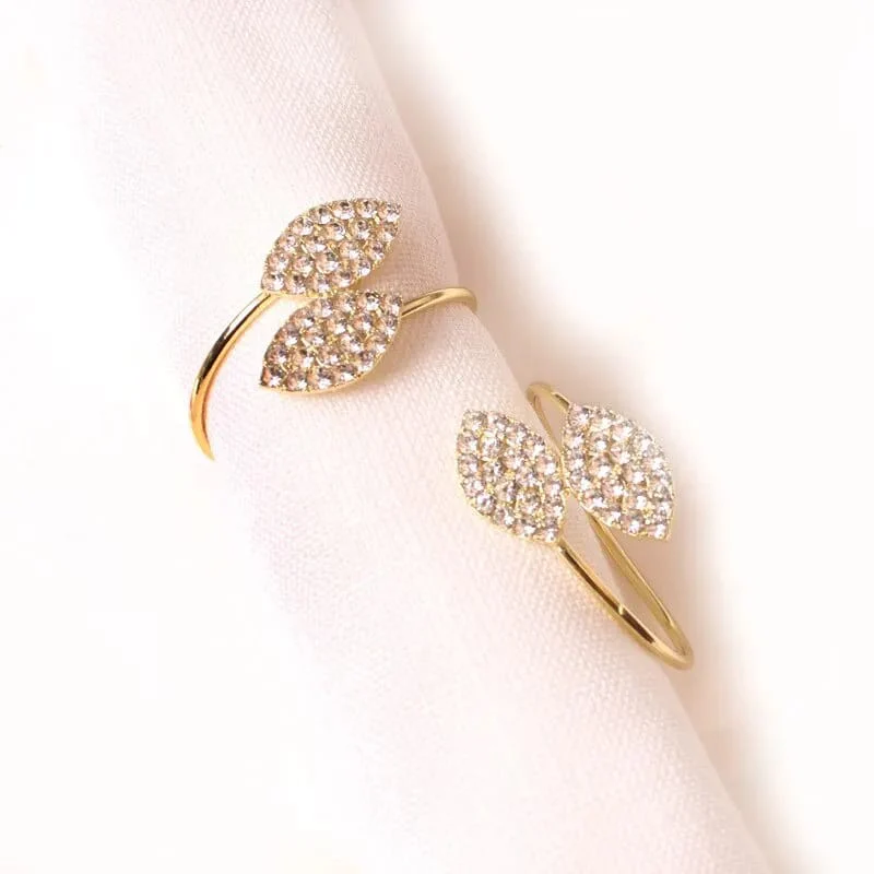 Napkin Holder Rings-Golden Dual Leaf - Image 6