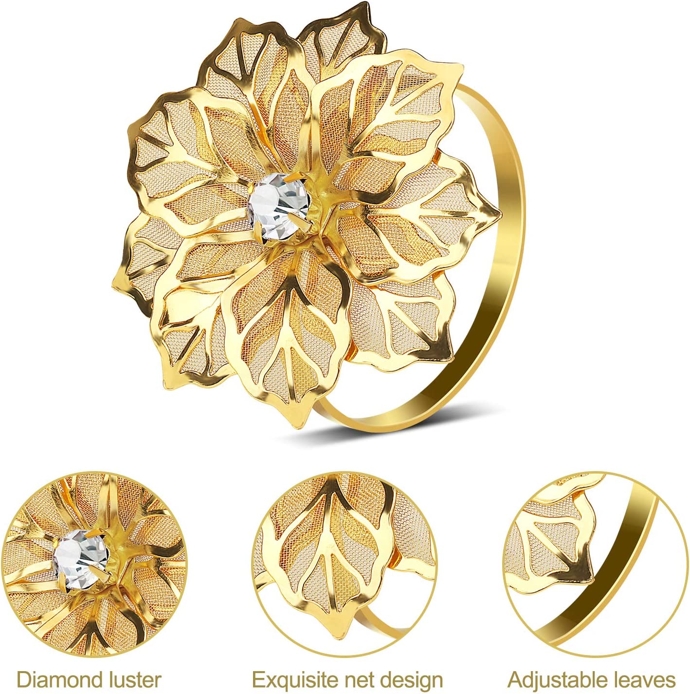 Napkin Holder Rings-Golden Flower - Image 11