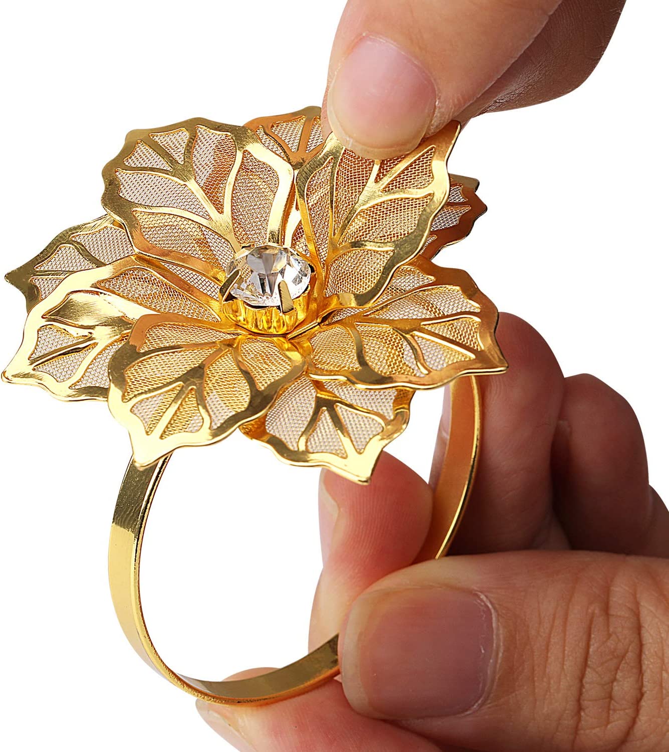Napkin Holder Rings-Golden Flower - Image 13