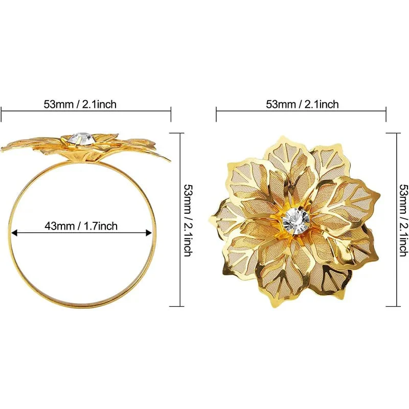 Napkin Holder Rings-Golden Flower - Image 3