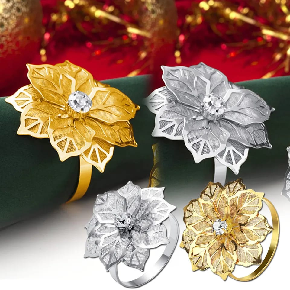 Napkin Holder Rings-Golden Flower - Image 5