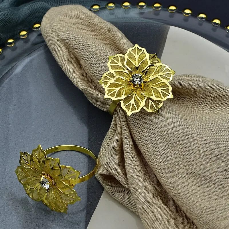 Napkin Holder Rings-Golden Flower - Image 7