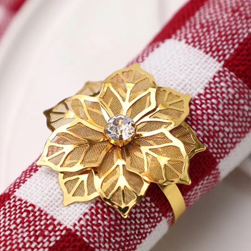 Napkin Holder Rings-Golden Flower - Image 8