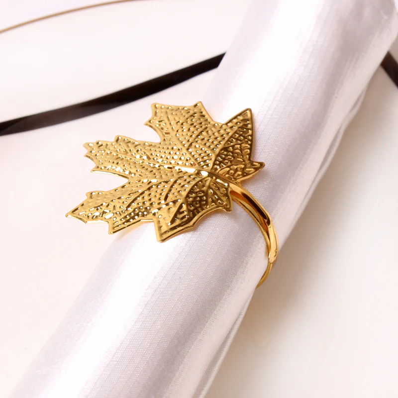 Napkin Holder Rings-Golden Mepal Leaf - Image 2