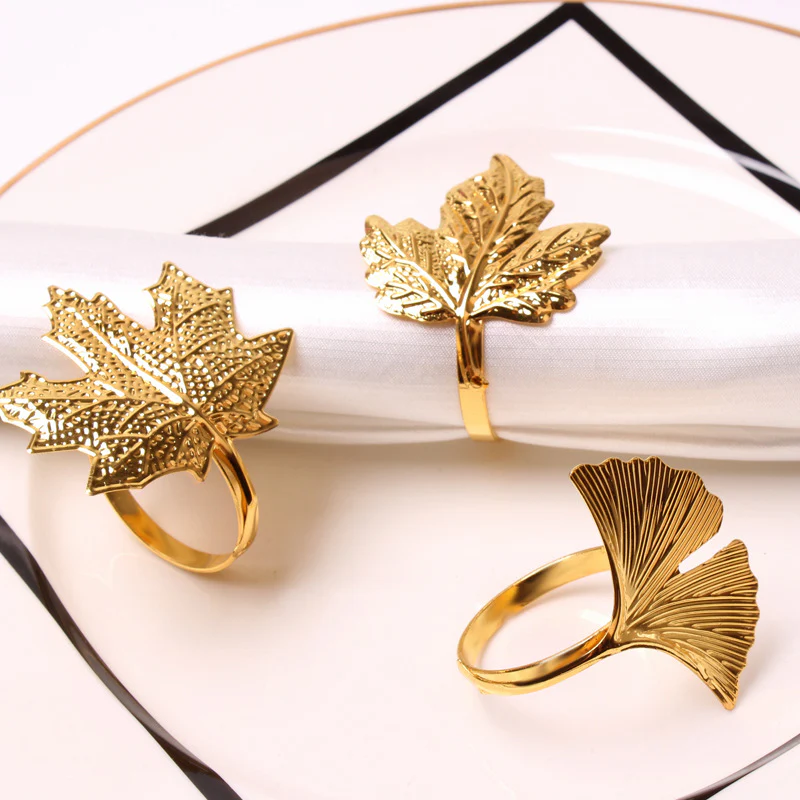 Napkin Holder Rings-Golden Mepal Leaf - Image 4