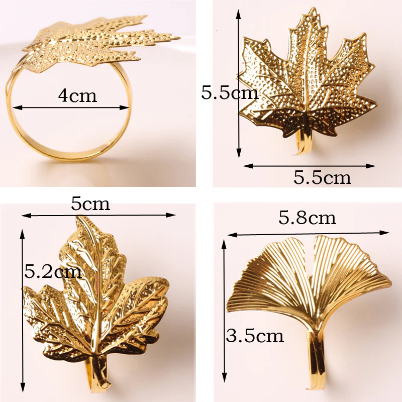 Napkin Holder Rings-Golden Mepal Leaf - Image 5