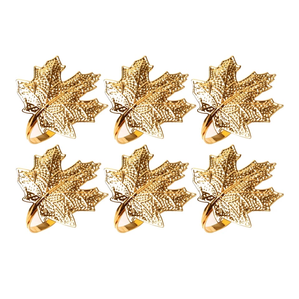Napkin Holder Rings-Golden Mepal Leaf - Image 6