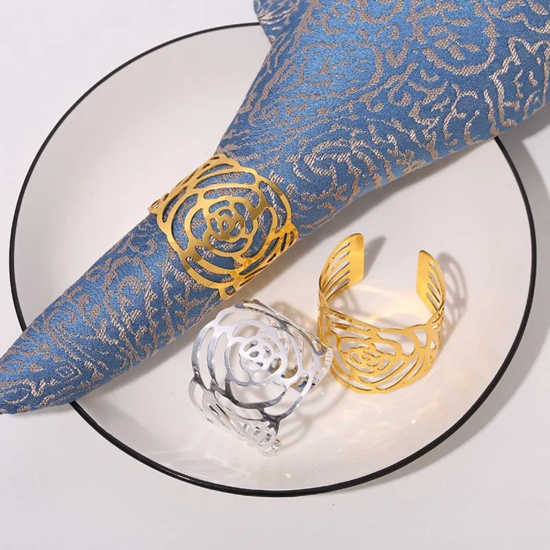 Napkin Holder Rings-Hollow(Golden) - Image 6
