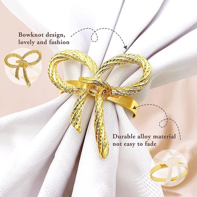 Napkin Holder Rings-Metal Bow(Gold) - Image 10